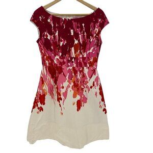 Eliza J Dress New York Boatneck A-Line Cocktail Mini Red‎ & White Party Size 8